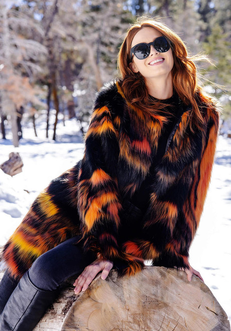 Fabulous-Furs Supernova Faux Fur Knee-Length Coat 