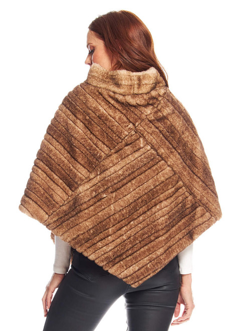 Fabulous-Furs Toffee Faux Fur Classic Mink Poncho 