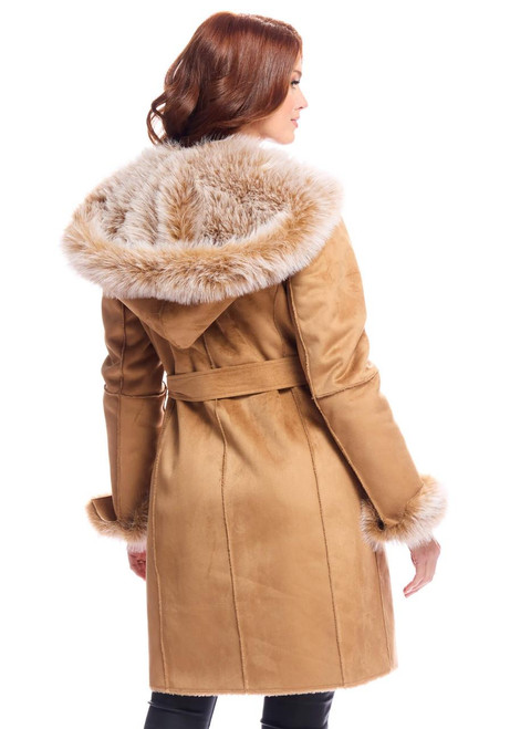 Fabulous-Furs Toffee Faux Suede Sundown Belted Coat 