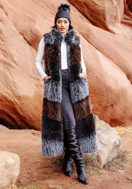 Fabulous-Furs Trendsetter Faux Fur Maxi Vest 