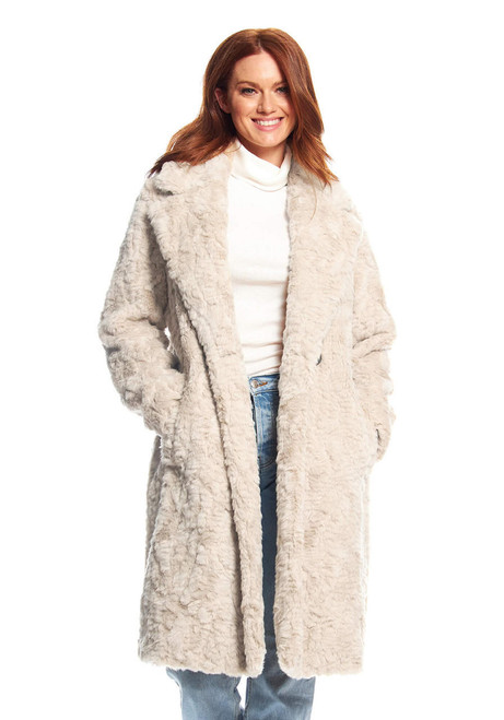 Fabulous-Furs Vintage Faux Fur Everywhere Persian Lamb Knee-Length Coat 