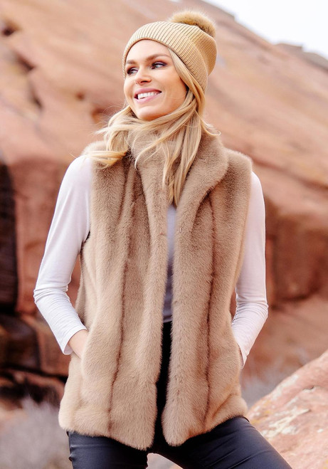 Fabulous-Furs Vintage Mink Faux Fur Hook Vest 