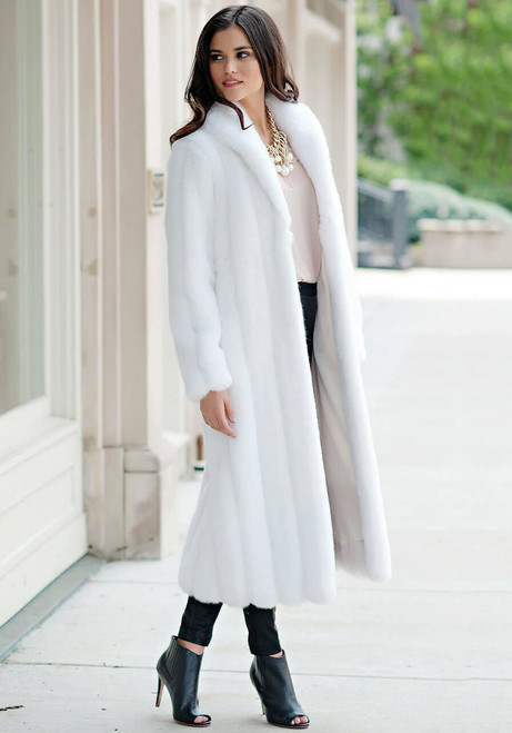Fabulous-Furs White MInk Signature Full-Length Faux Fur Coat 