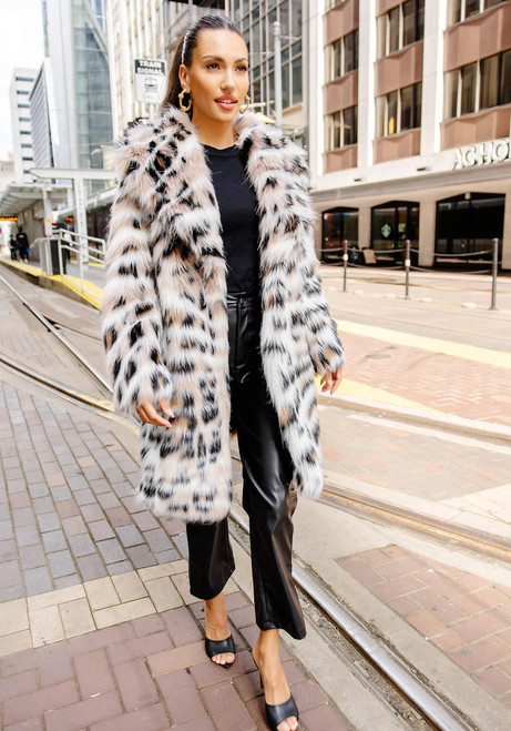 Fabulous-Furs Wild Side Faux Fur Knee-Length Coat 