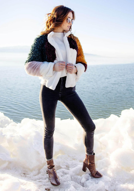  Freestyle Faux Fur Varsity Jacket 
