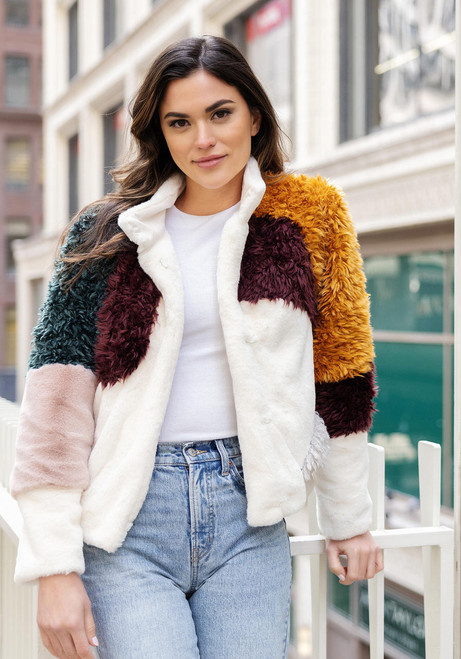  Freestyle Faux Fur Varsity Jacket 