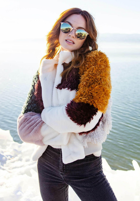  Freestyle Faux Fur Varsity Jacket 