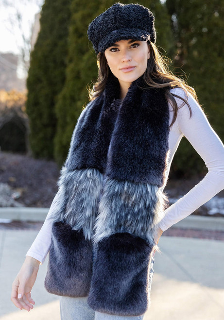  Graphite Faux Fur Remix Scarf 