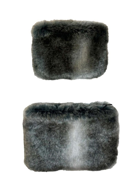 Grey Chinchilla Faux Fur Travel Pouches (Set of 2)