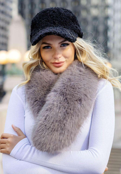 Grey Fox Faux Fur Chateau Clip Scarf