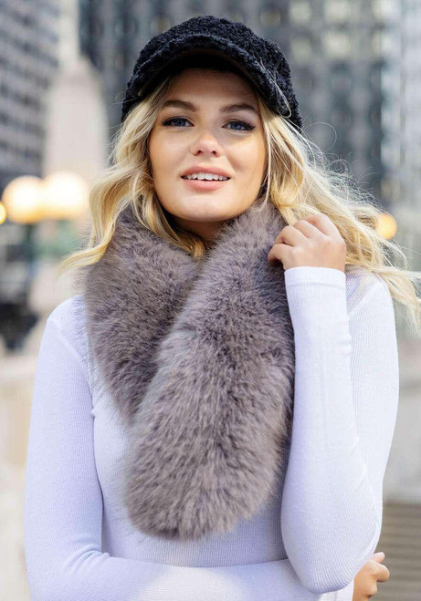 Grey Fox Faux Fur Chateau Clip Scarf