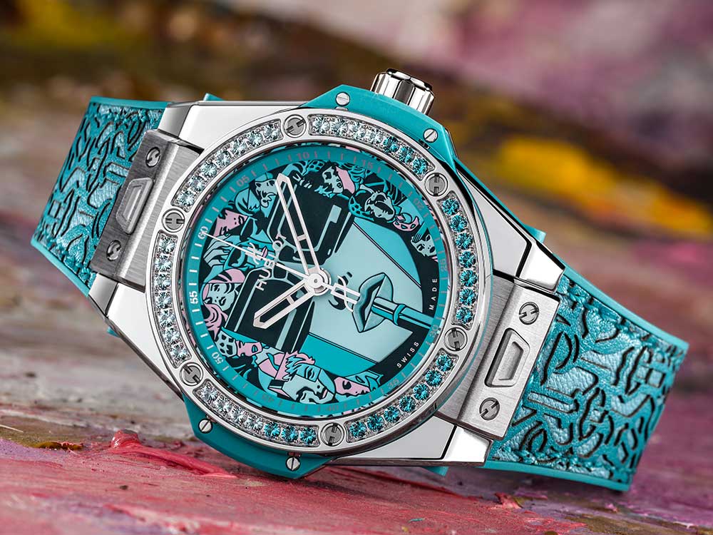 hublot big bang one click marc ferrero closeup blue version