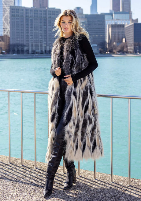  Influencer Faux Fur Maxi Vest 