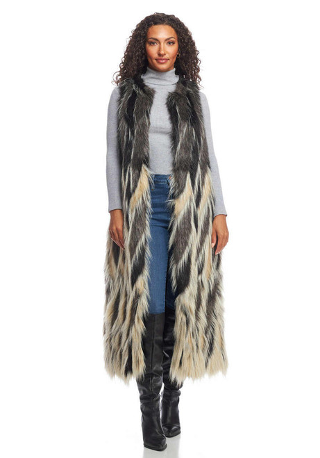  Influencer Faux Fur Maxi Vest 