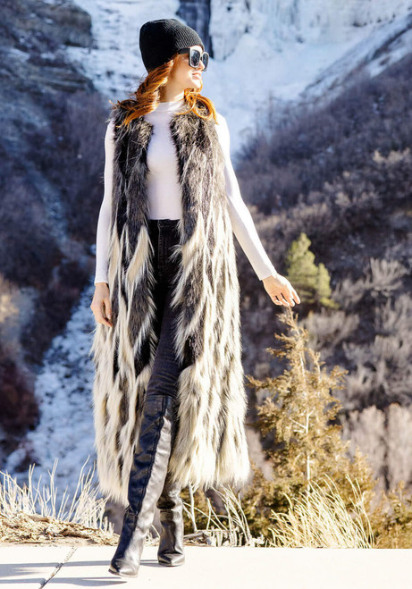 Influencer Faux Fur Maxi Vest 