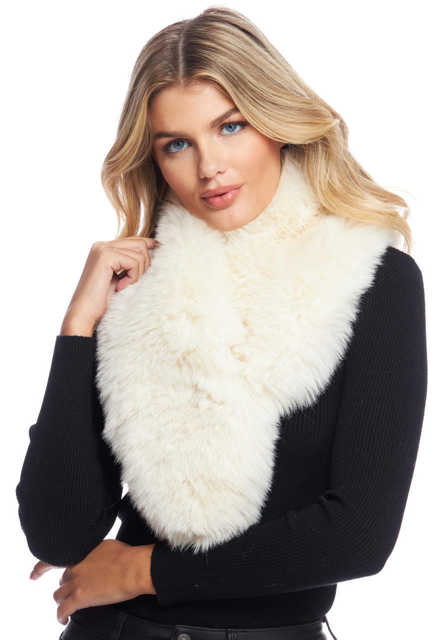  Ivory Fox Faux Fur Chateau Clip Scarf 