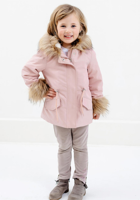  Kid's Pink Faux Fur-Trimmed Always Ready Storm Coat 