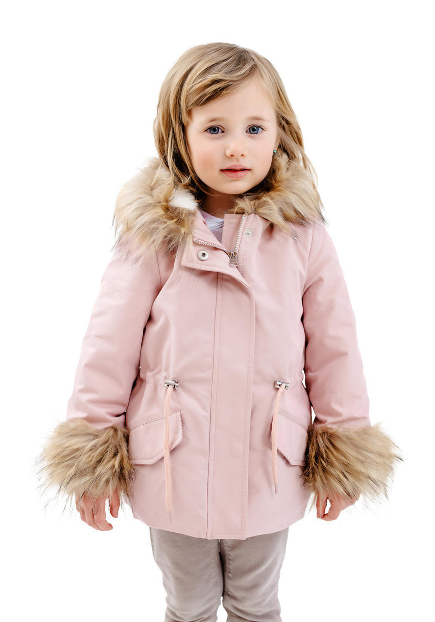  Kid's Pink Faux Fur-Trimmed Always Ready Storm Coat 