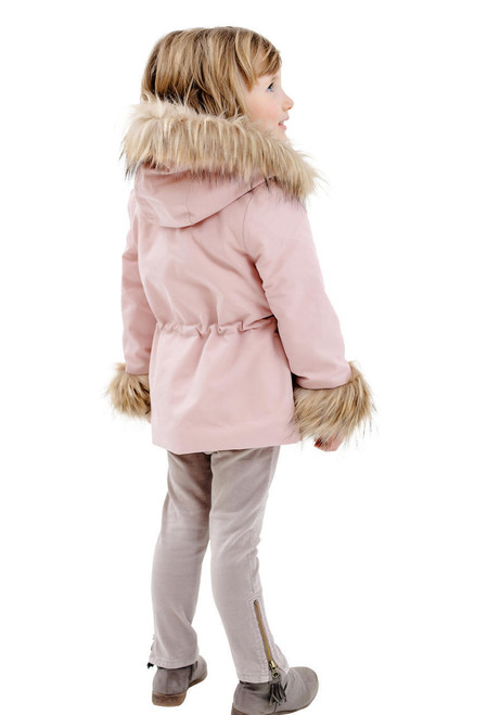  Kid's Pink Faux Fur-Trimmed Always Ready Storm Coat 