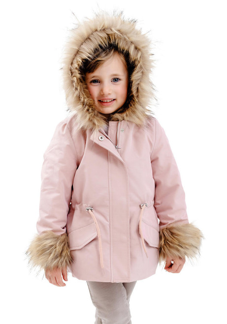  Kid's Pink Faux Fur-Trimmed Always Ready Storm Coat 