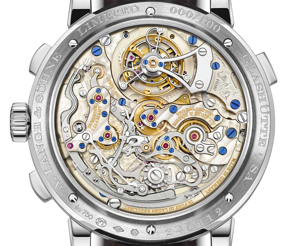 lange soehne datograph perpetual tourbillon closeup caseback