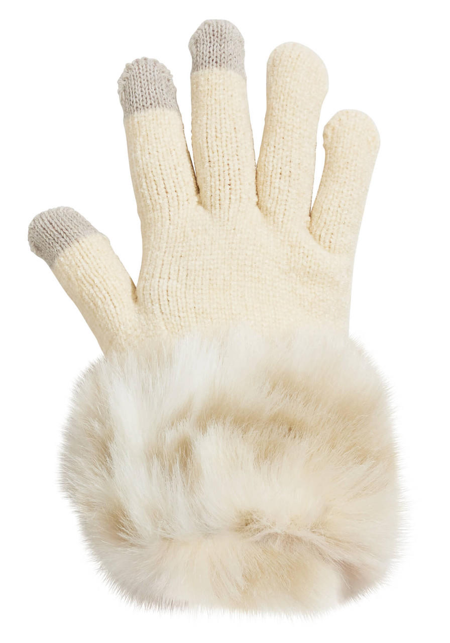  Lynx Faux Fur-Trimmed Tech Gloves 