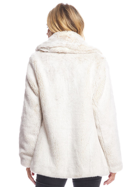  Pearl Mink Faux Fur Couture Notch Collar Coat 