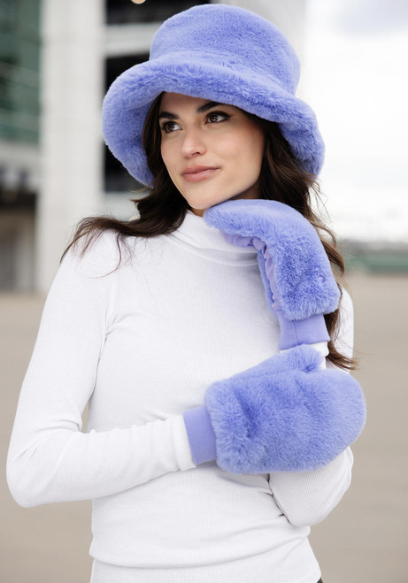  Periwinkle Faux Fur Le Mink Convertible Mittens 