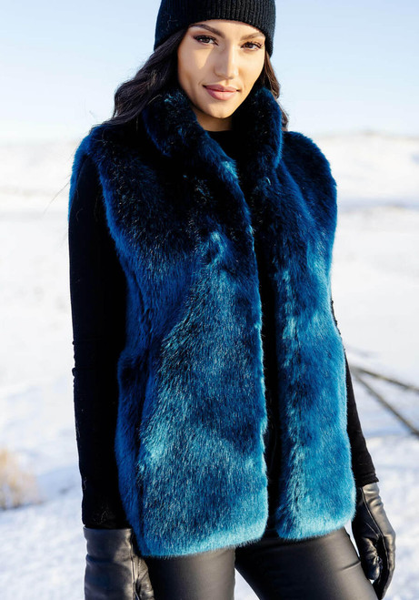  Sapphire Mink Faux Fur Couture Hook Vest 