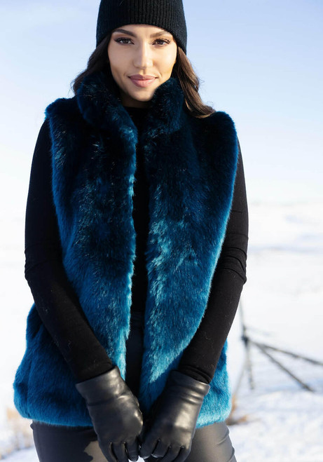  Sapphire Mink Faux Fur Couture Hook Vest 