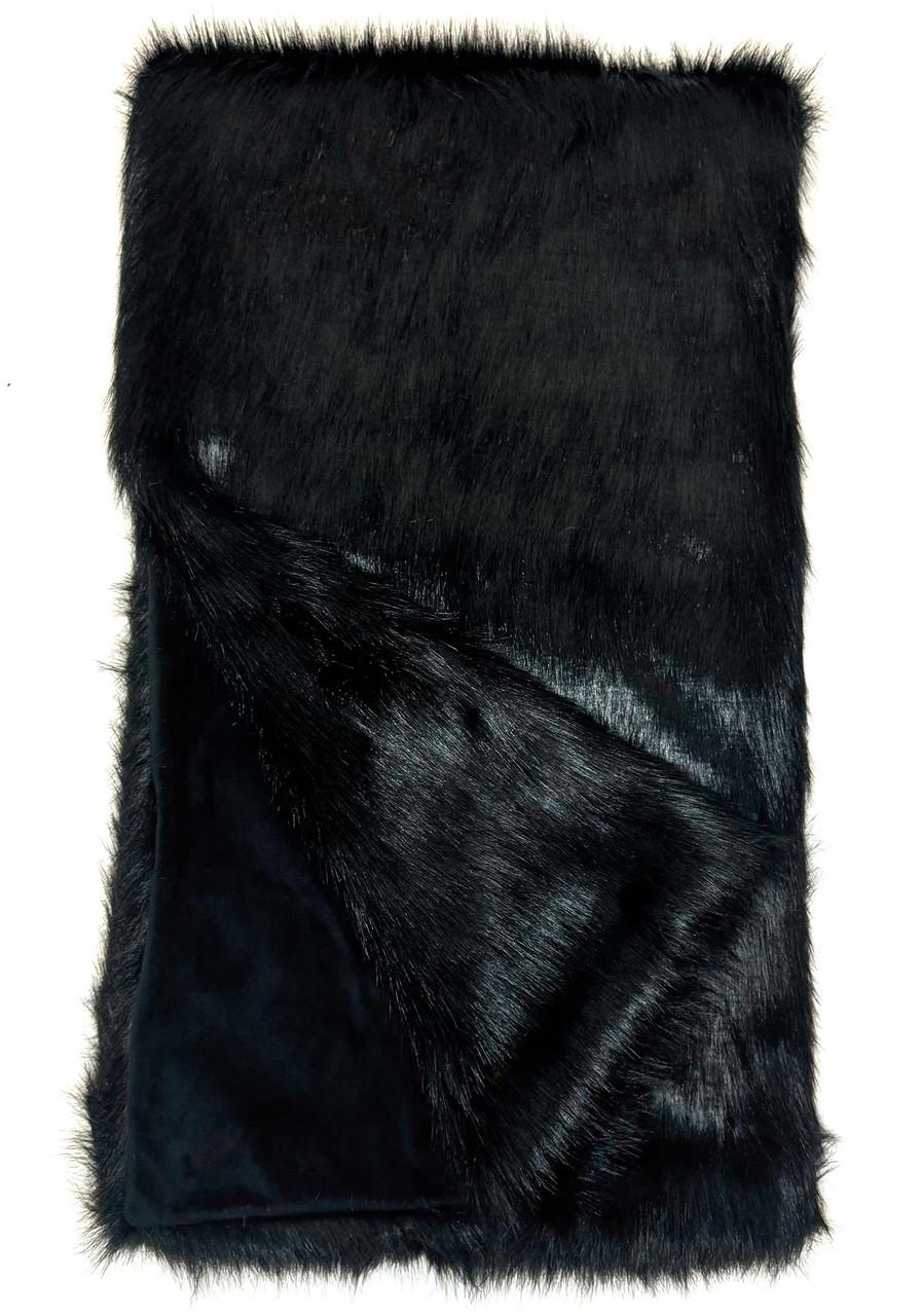 Signature Series Long Black Fox Faux Fur Throws