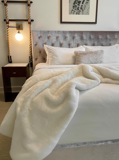  Signature Series Unpelted White Mink Faux Fur Throws 
