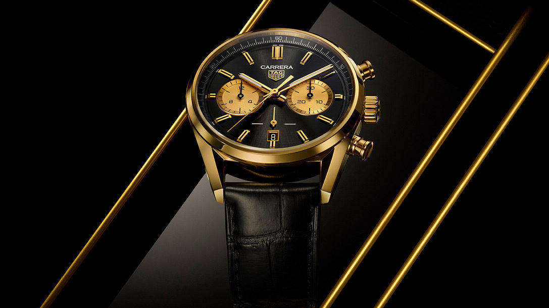 CARRERA CHRONOGRAPH BLACK & GOLD TAG Heuer