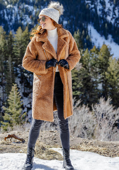  Toffee Faux Fur Tastemaker Zip Coat 