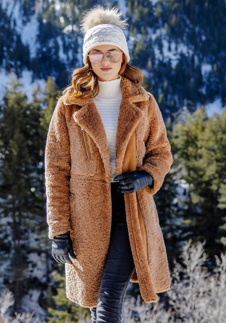  Toffee Faux Fur Tastemaker Zip Coat 