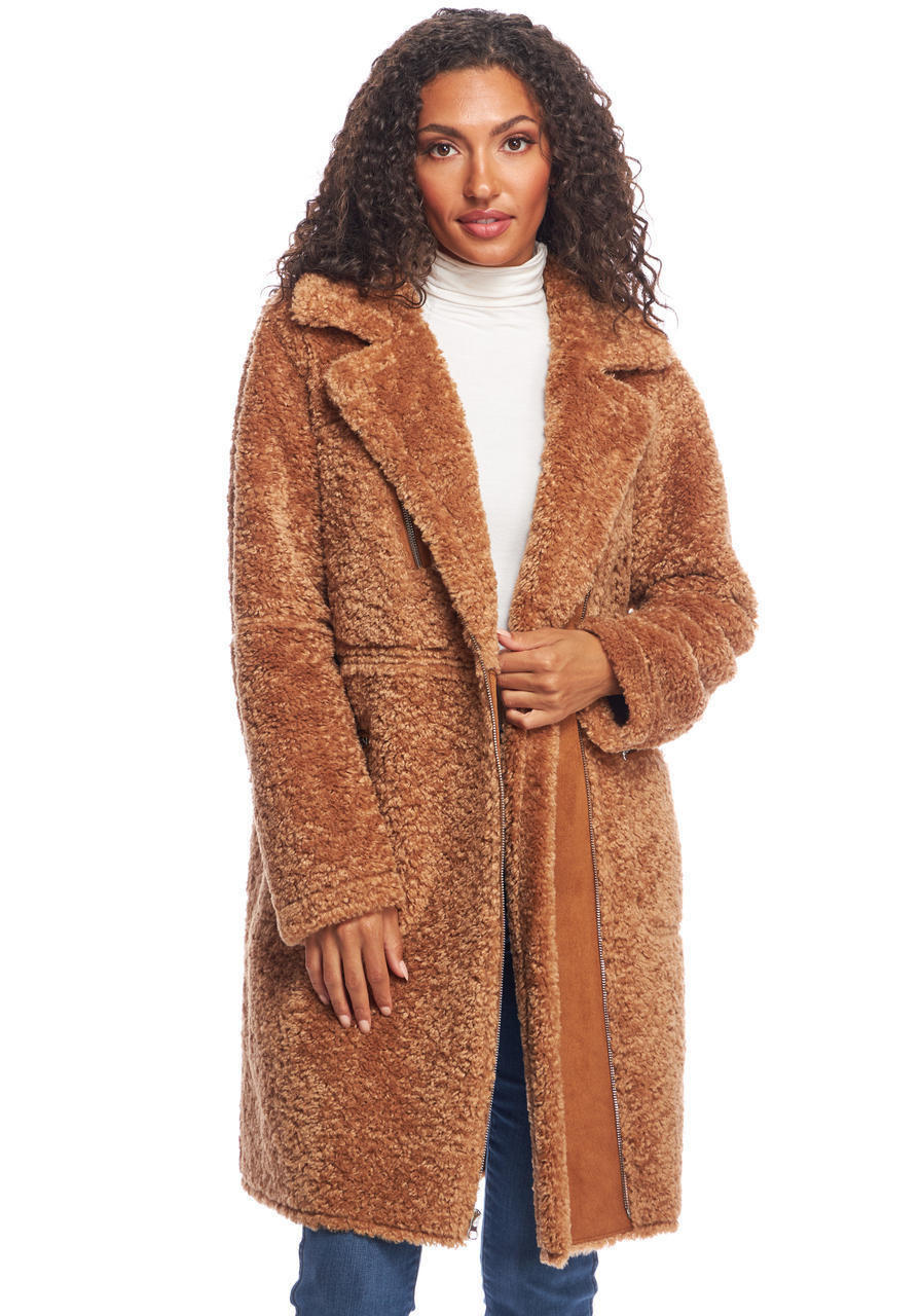  Toffee Faux Fur Tastemaker Zip Coat 