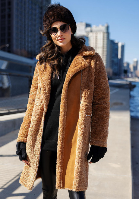  Toffee Faux Fur Tastemaker Zip Coat 