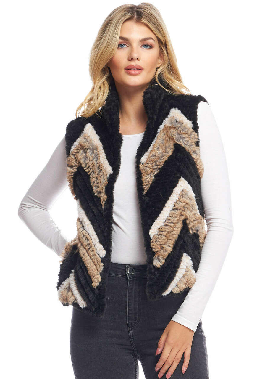  Ultra Knitted Faux Fur Vest 
