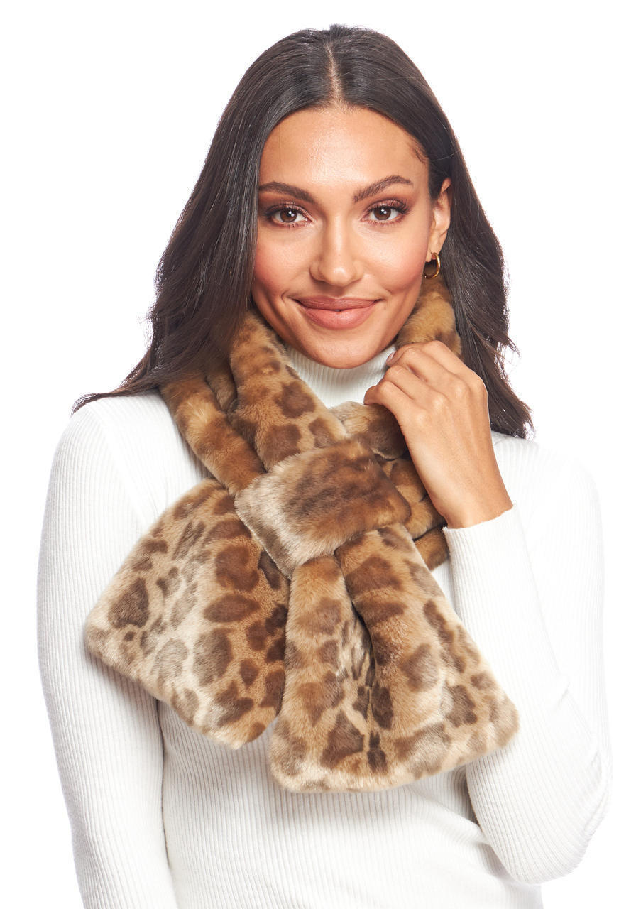  Vintage Leopard Faux Fur Loop Scarf 