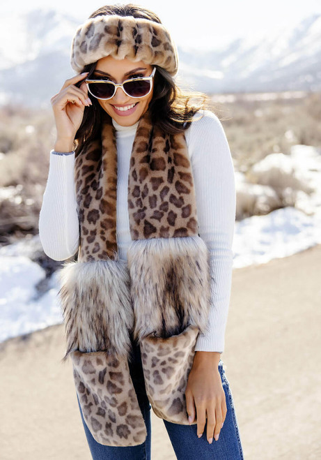  Vintage Leopard Faux Fur Remix Scarf 