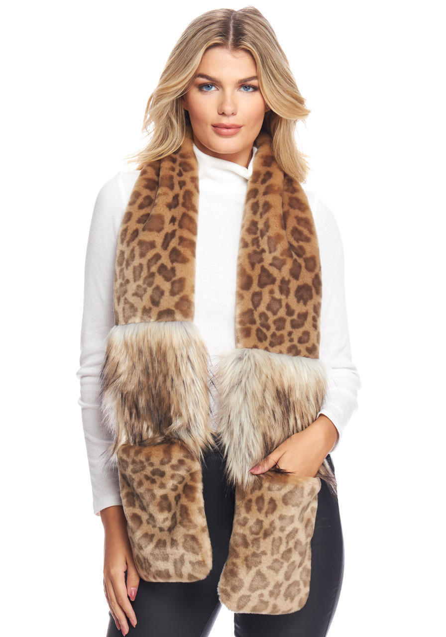  Vintage Leopard Faux Fur Remix Scarf 