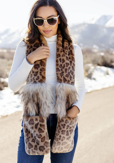  Vintage Leopard Faux Fur Remix Scarf 