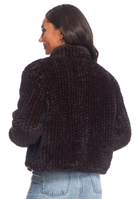 Whiskey Faux Fur 5th Ave Knitted Bomber Jacket