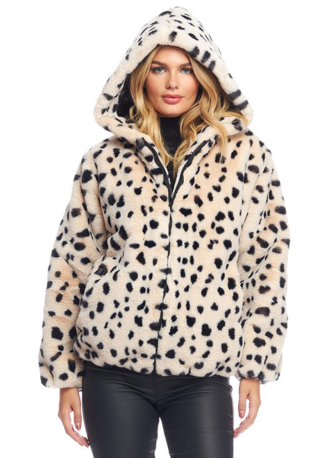  Wild Cheetah Faux Fur Hooded Parka 