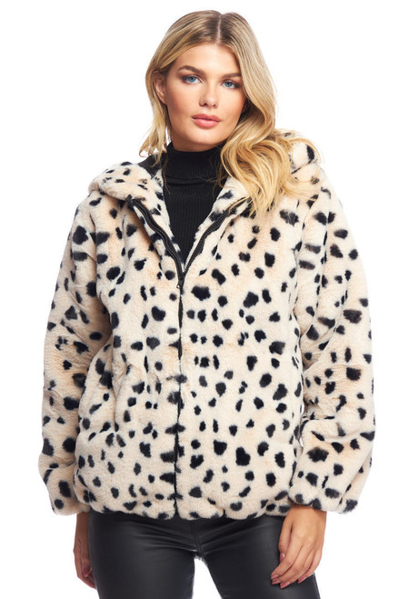  Wild Cheetah Faux Fur Hooded Parka 