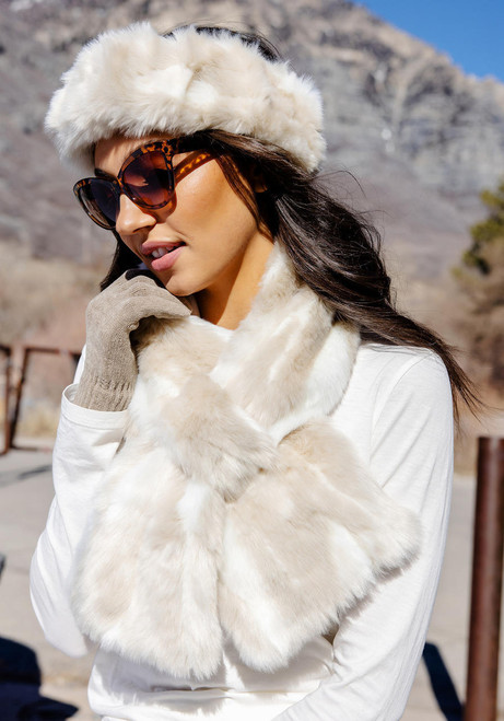  Winter Rabbit Faux Fur Loop Scarf 