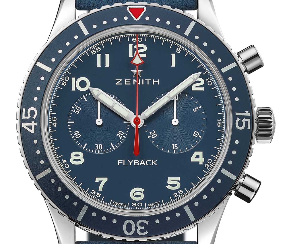 zenith pilot chronometro cp2 usa warriors closeup